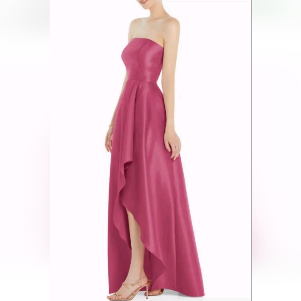 Alfred Sung Tea Rose Satin Strapless Gown, Sz 18, NWT